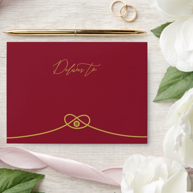 Gold Knot Union Double Happiness Chinese Wedding Envelope (Wedding)
