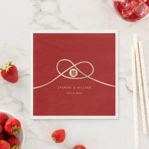 Gold Knot Union Double Happiness Chinese Wedding Napkin