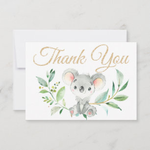 Gold Koala and Eucalyptus Baby Shower Thank You