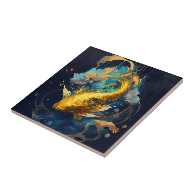 Gold Koi :: Ceramic Tile (Side)