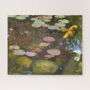 Gold Koi in Lily pond Jigsaw Puzzle