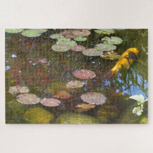 Gold Koi in Lily pond Jigsaw Puzzle