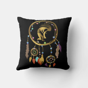 Gold Kokopelli Rhinestone DreamCatcher Cushion