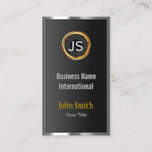 Gold Label Chrome Metal Frame Dark Business Card
