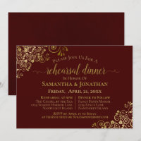 Gold Lace Auburn Brown Wedding Rehearsal Dinner