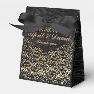 Gold Lace & Black Fur print Tent Favour Box