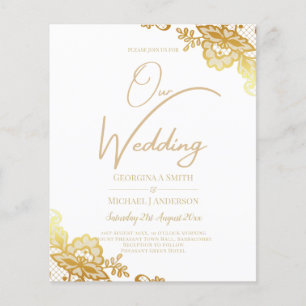 GOLD LACE Budget All-in1 Wedding IINVITE RSVP QRcd Flyer
