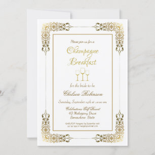 Gold Lace Champagne Breakfast Bridal Shower Invitation