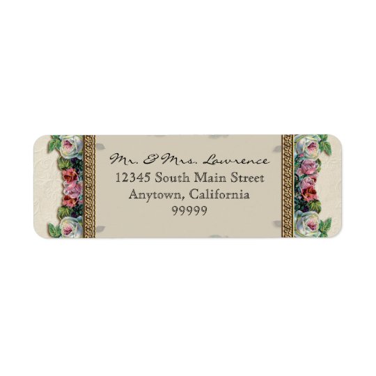 Gold & Lace Classic Formal Elegant Wedding Address Return Address Label