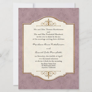 Gold & Lace Classic Formal Elegant Wedding Invite