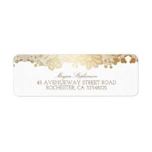 Gold Lace Elegant Vintage Wedding Return Address Label