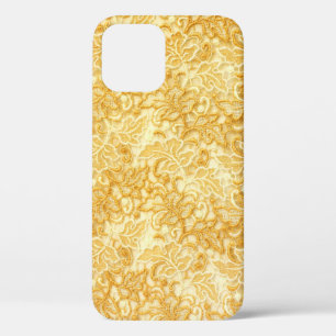 Gold lace fabric detail, cloth. iPhone 12 case