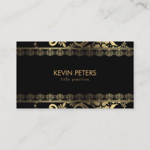 Gold Lace & Flowers Business Card