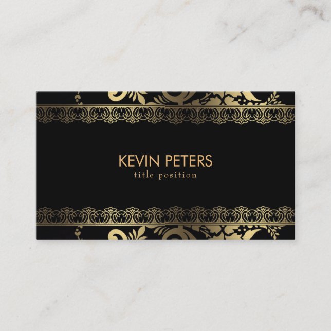 Gold Lace & Flowers Business Card (Front)