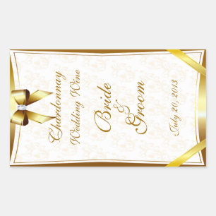 Gold Lace & Gold Wedding Wine Label Sticker