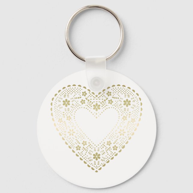 Gold Lace Heart Key Ring (Front)