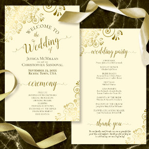 Gold Lace on Cream Elegant Budget Wedding Program