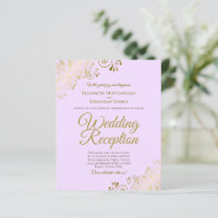 Gold Lace on Lilac Wedding Reception BUDGET Invite