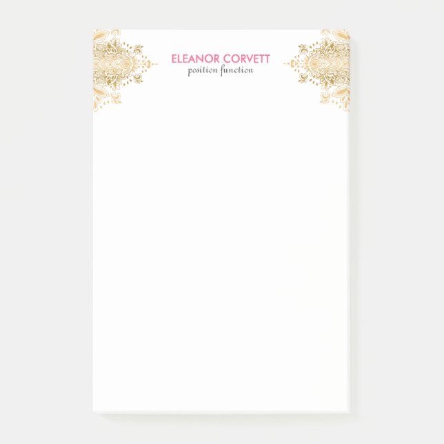 Gold Lace Ornament Post-it Notes (Front)
