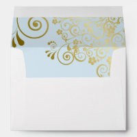 Gold Lace Powder Blue Inside Elegant White Wedding