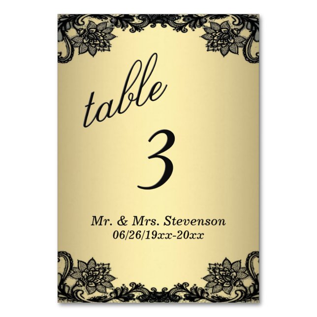 Gold Lace Table Number (Front)