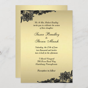 Gold Lace Wedding Invitation