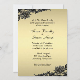 Gold Lace Wedding Invitation