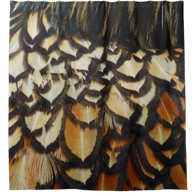 Gold Laced Wyandotte Chicken Feather Shower Curtain (Front)