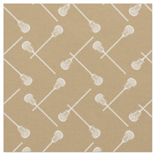 Gold Lacrosse White Sticks Patterned Fabric