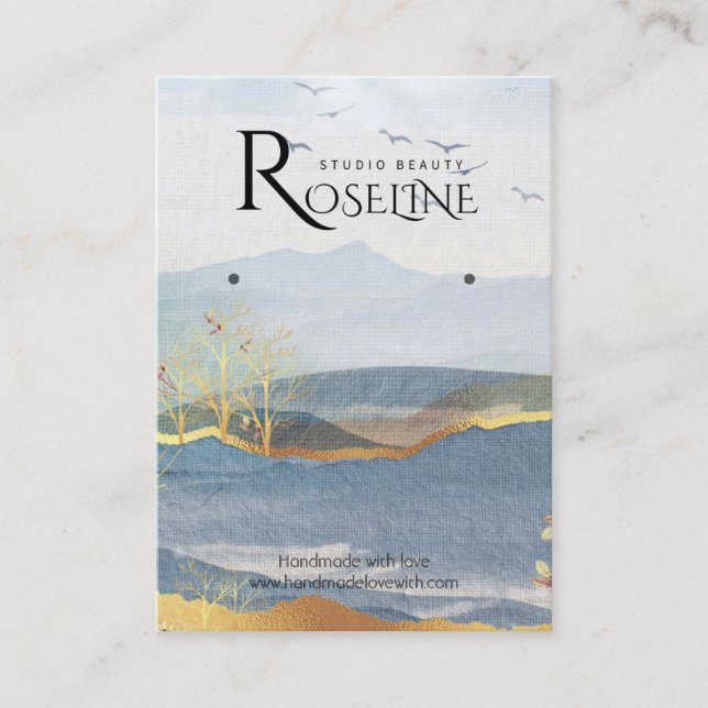 Gold Landscape Paint Soft jewlery display  Business Card (Front)