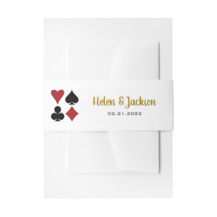Gold Las Vegas Casino Card Suits Wedding Invitation Belly Band