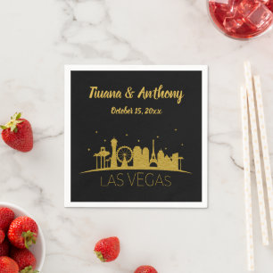 Gold Las Vegas Silhouette Wedding Napkin