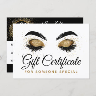 Gold Lash Brow Bar Beauty Gift Certificate Card