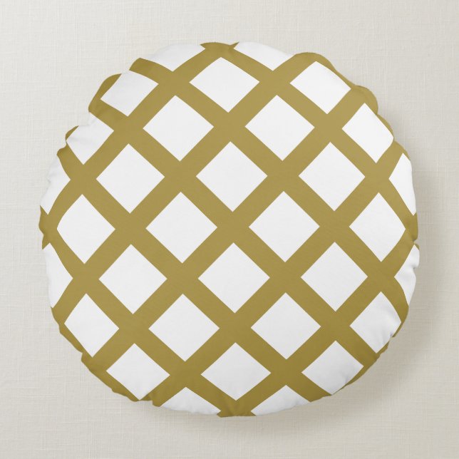 Gold Lattice Round Cushion (Front)