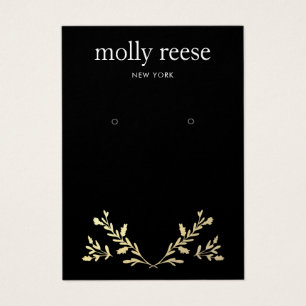 Gold laurel Branch Black Earring Display Card