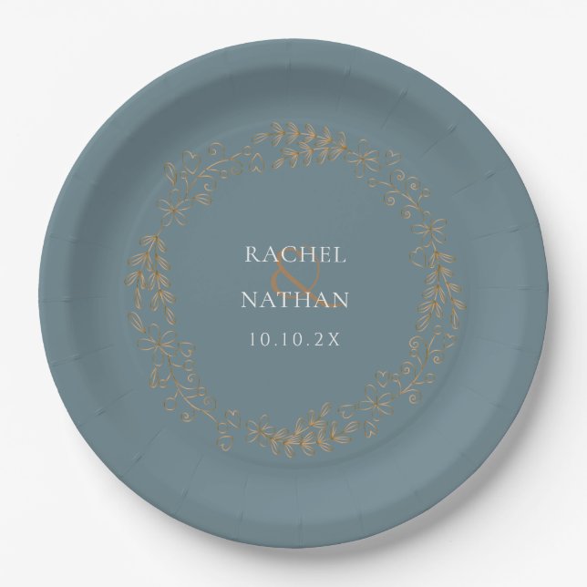 Gold Laurel Garland Personalised Paper Plate (Front)