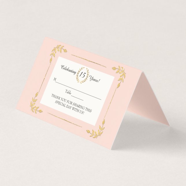 Gold Laurel Leaf Blush Pink Wreath Quinceanera (Front)