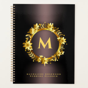 Gold Laurel Leaf Carving Frame Name Initial Planner