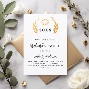 Gold laurel wreath 2025 Graduation Party Invitation