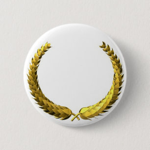 Gold Laurel Wreath 6 Cm Round Badge