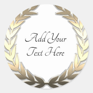 Gold Laurel Wreath  Classic Round Sticker