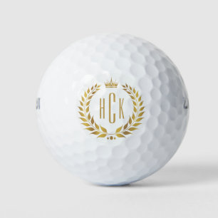 Gold Laurel Wreath Custom Monogram Golf Balls
