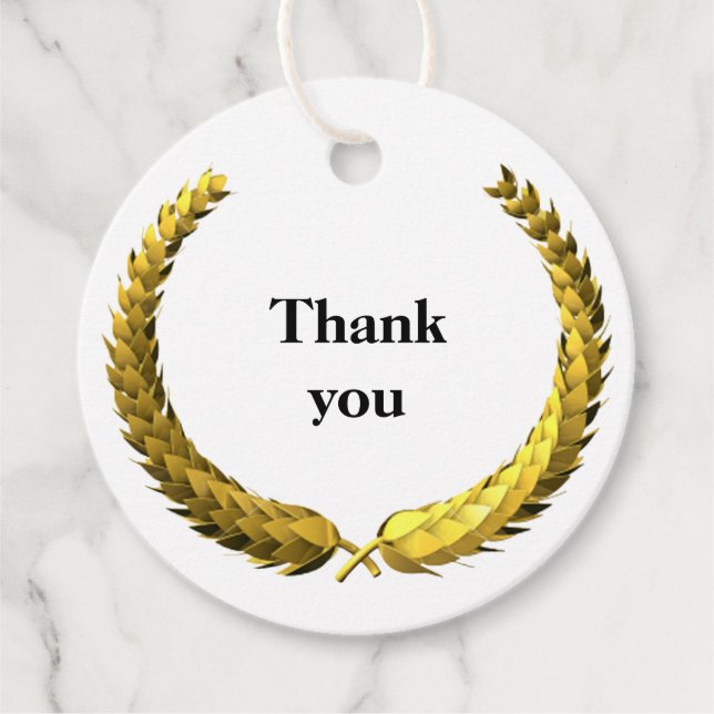 Gold Laurel Wreath Favour Tags (Front)