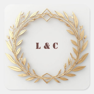 Gold Laurel Wreath Gothic Arch Frame ✨ Square Sticker