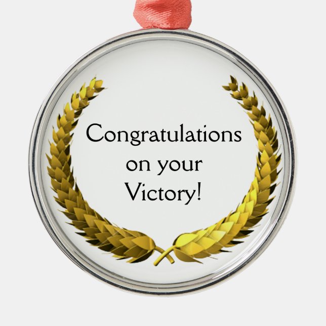 Gold Laurel Wreath Metal Ornament (Front)