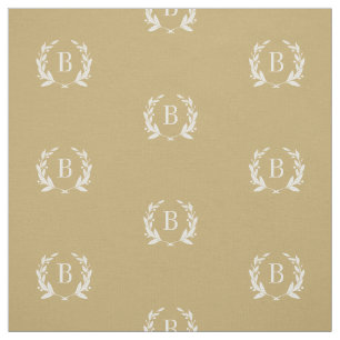 Gold Laurel Wreath Monogram Fabric