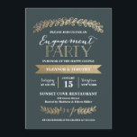 Gold Laurels Slate Engagement Party Invitation<br><div class="desc">This elegant and chic engagement party invitation features shiny faux gold foil,  hand drawn laurels,  modern typography and faux gold foil back pattern. Select a diecut shape or textured paper for an extra special invitation.</div>