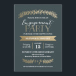 Gold Laurels Slate Engagement Party Invitation<br><div class="desc">This elegant and chic engagement party invitation features shiny faux gold foil,  hand drawn laurels,  modern typography and faux gold foil back pattern. Select a diecut shape or textured paper for an extra special invitation.</div>