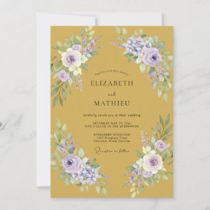 Gold Lavender Floral Romance Wedding Invitation