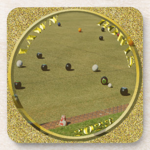 Gold Lawn Bowls 2023 Designed Coin, Hard Coasters